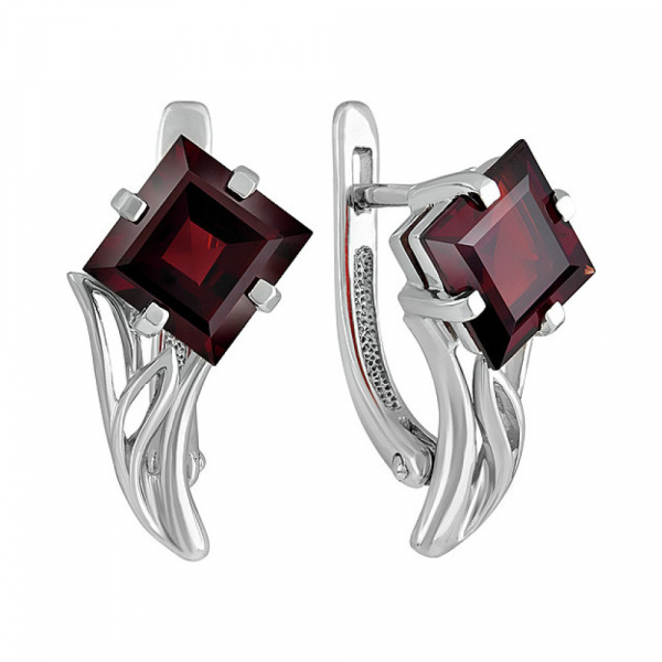 Серебряные серьги с гранатом № 134542