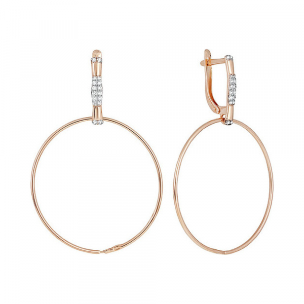 Золотые серьги с фианитом № 137146