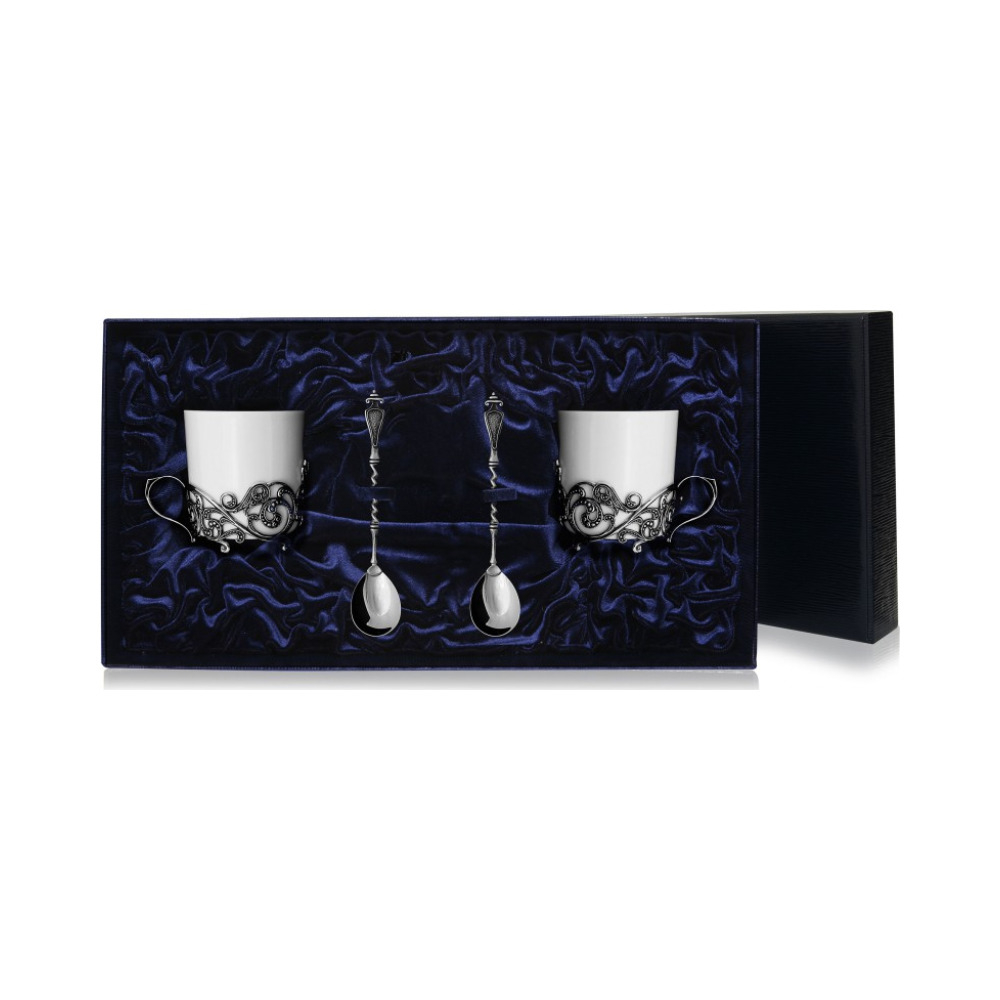 Набор серебряная кофейная пара «Витая»