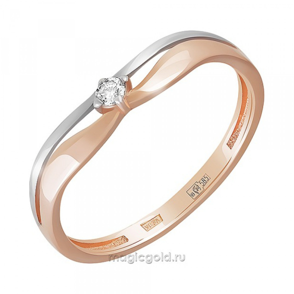 Золотое кольцо с бриллиантом № 162689