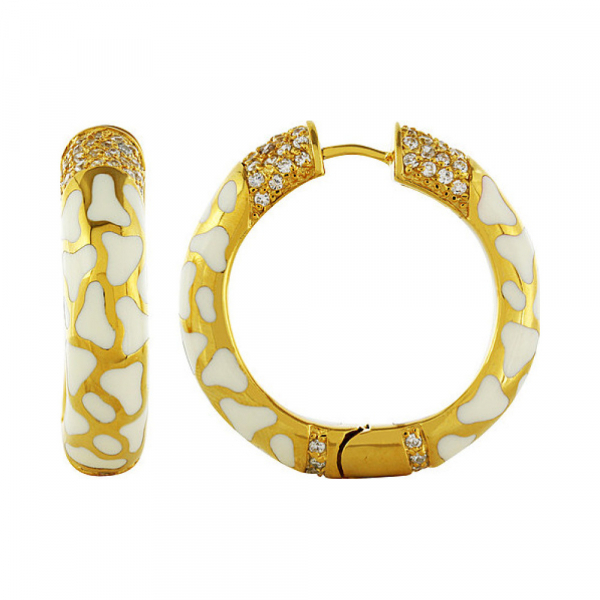 Серебряные серьги с каучуком и золот. покрытием № 83041