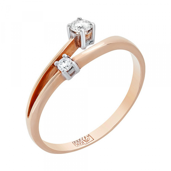 Золотое кольцо с бриллиантом № 117518