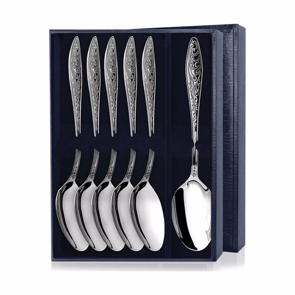 Набор десертных ложек Морозко из серебра 925 пробы