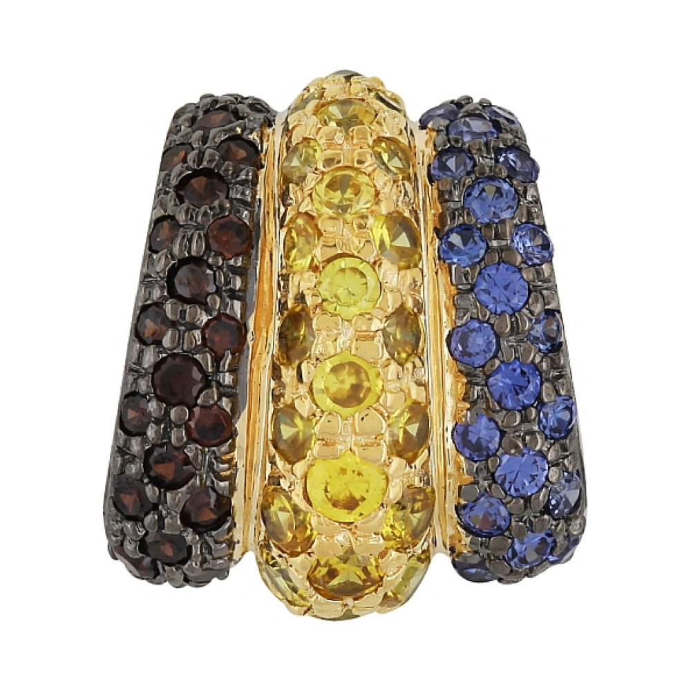 Серебряная подвеска с фианитом и золотым покрытием № 99785