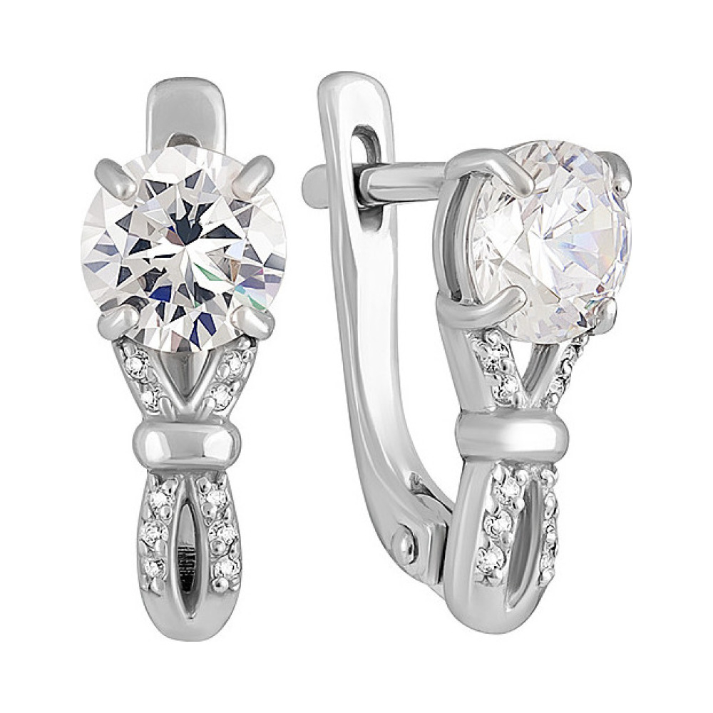 Серебряные серьги с фианитом № 132959