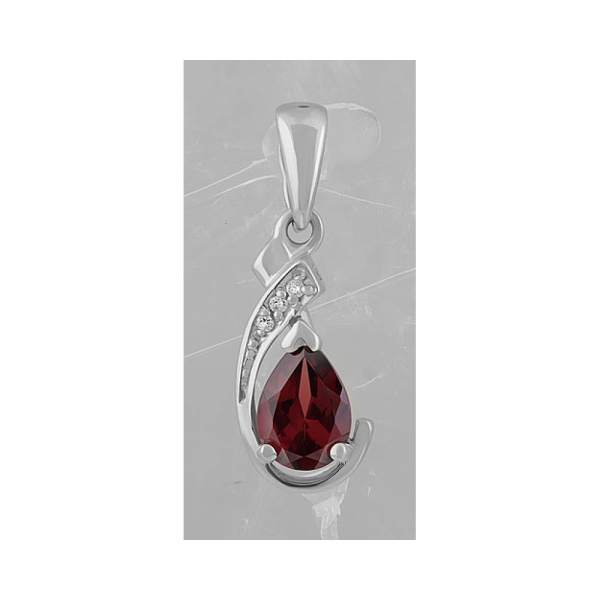 Серебряная подвеска с гранатом и фианитом № 132809