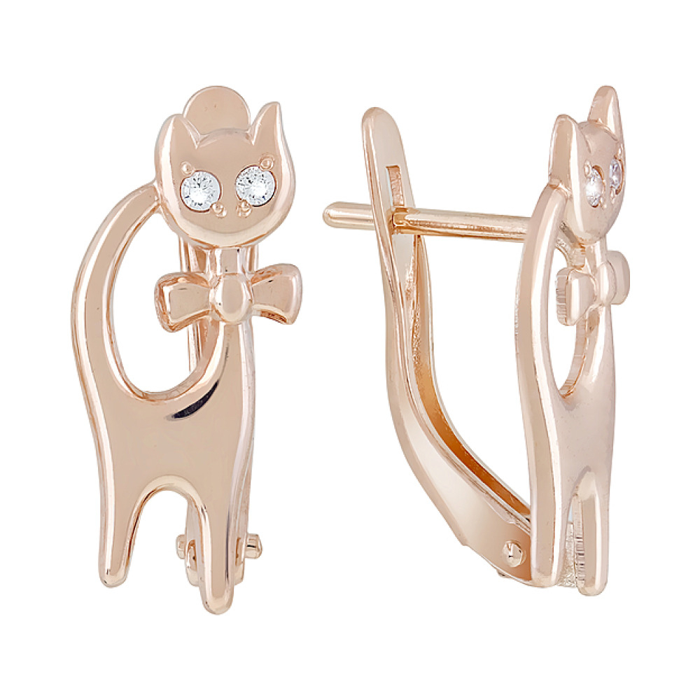 Золотые серьги с фианитом № 97050