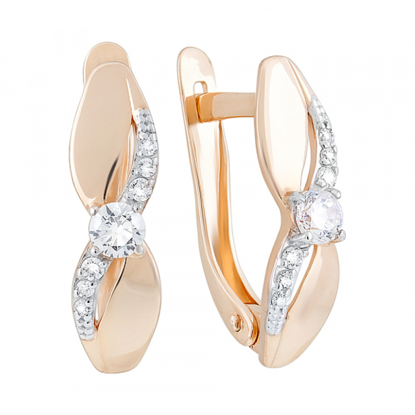 Золотые серьги с фианитами № 126756