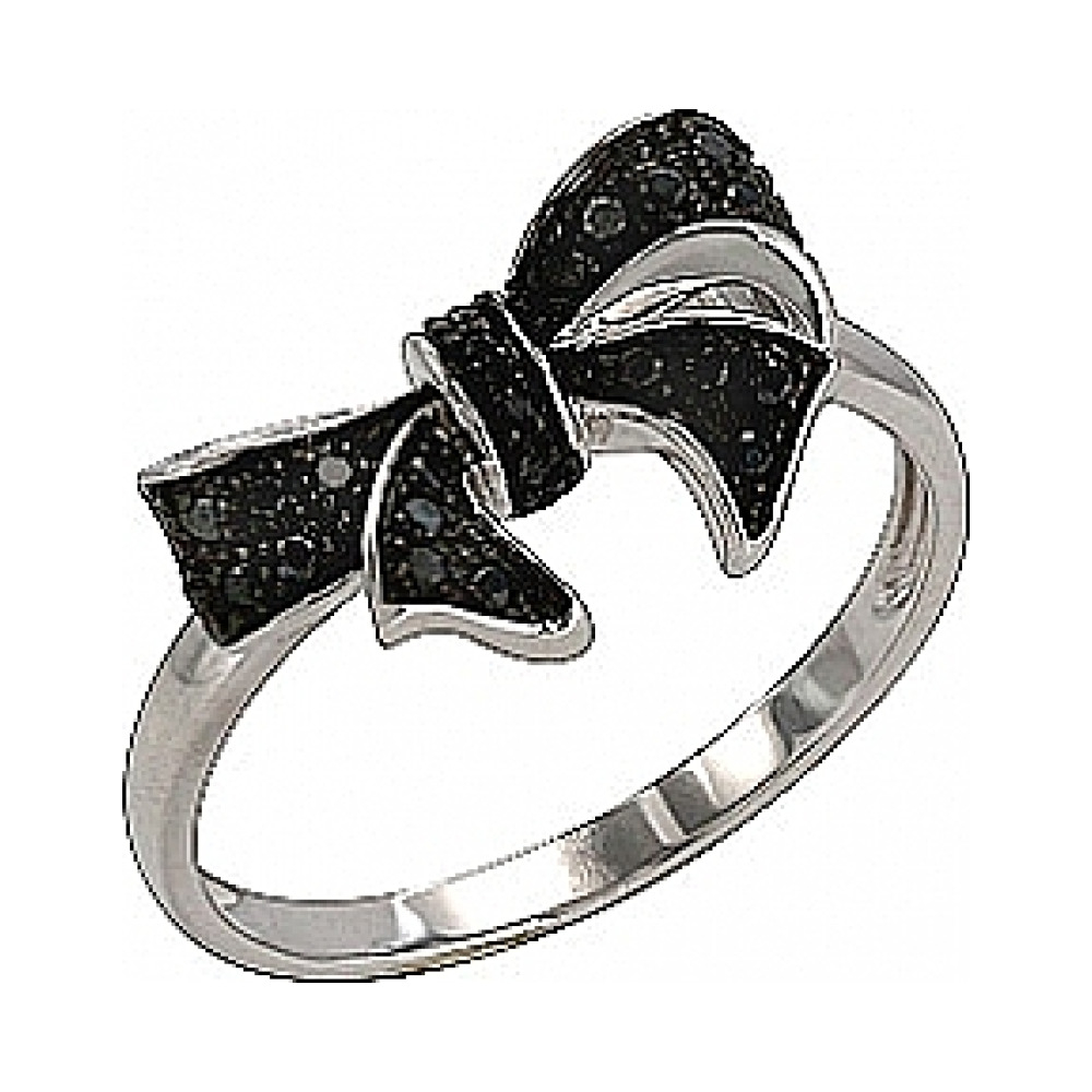 Золотое кольцо с чёрными бриллиантами № 74469