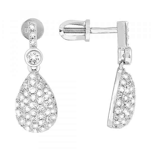 Серебряные серьги с фианитами № 112732