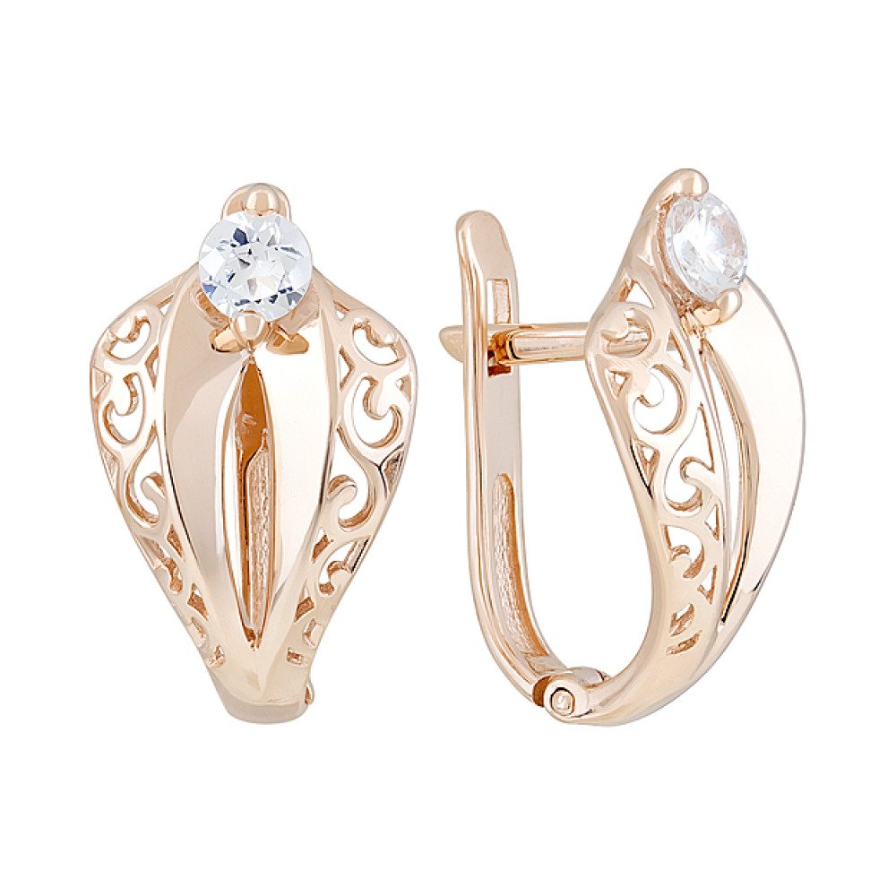 Золотые серьги с фианитами № 127359