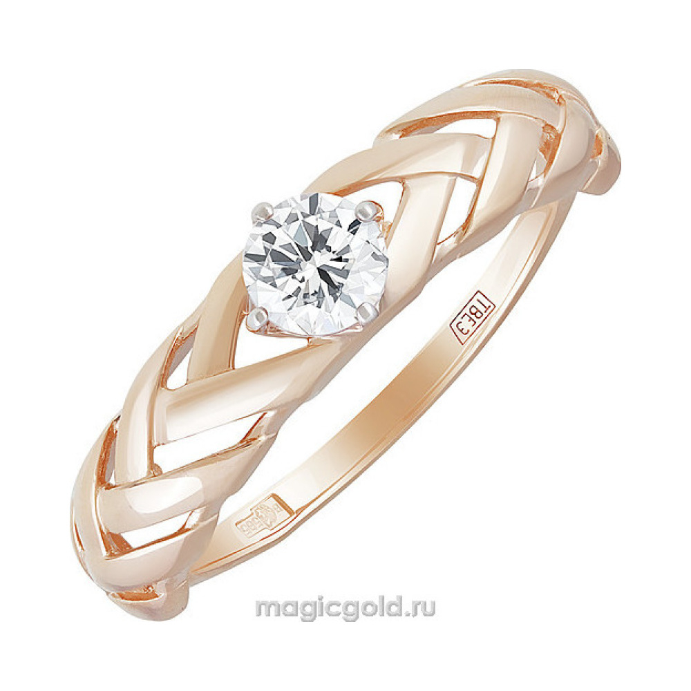 Золотое кольцо с фианитом № 140930