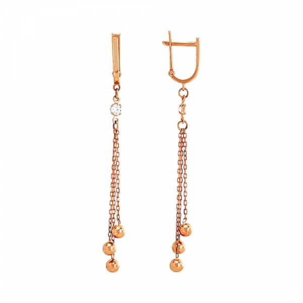 Золотые серьги с фианитом № 82096