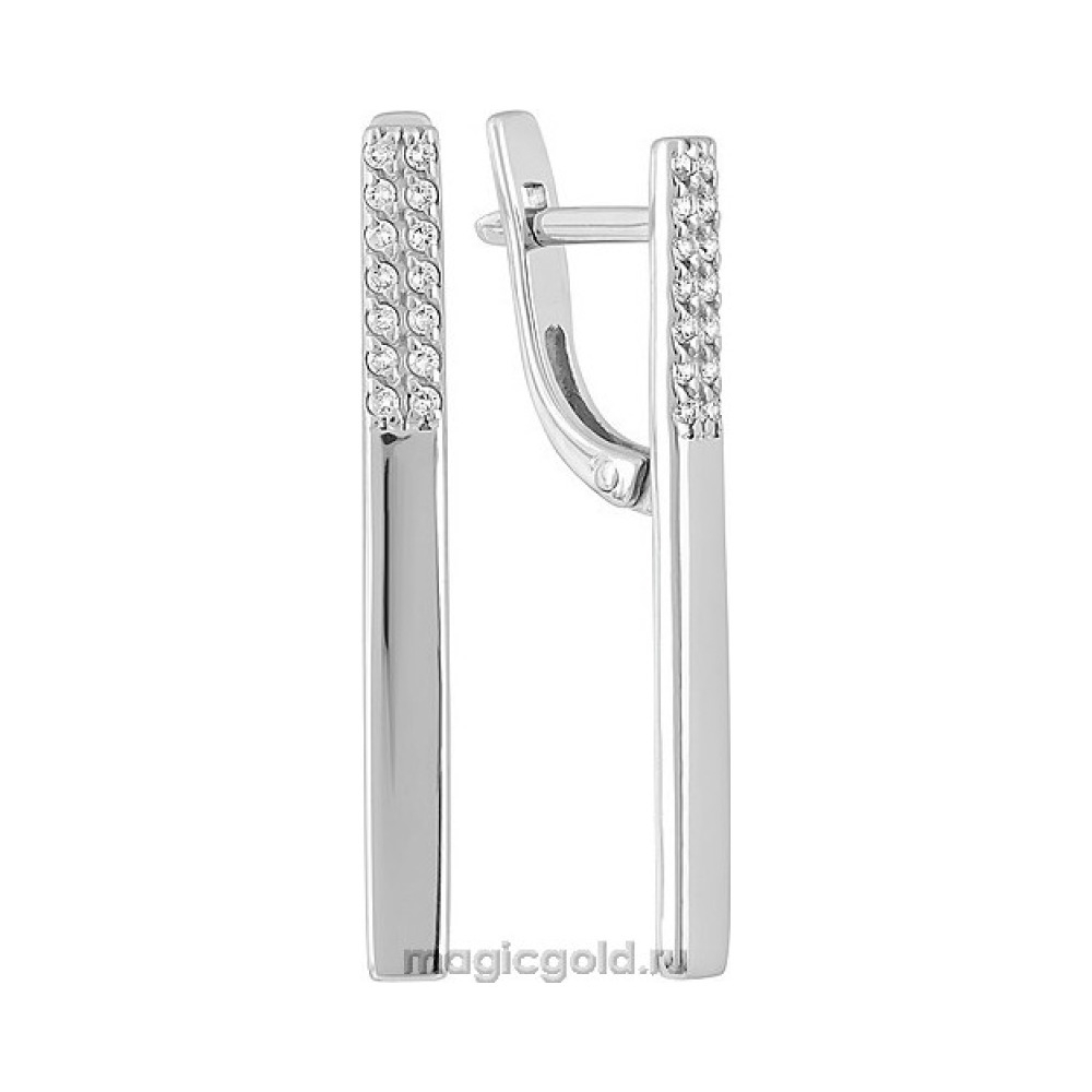 Серебряные серьги с фианитом № 140096