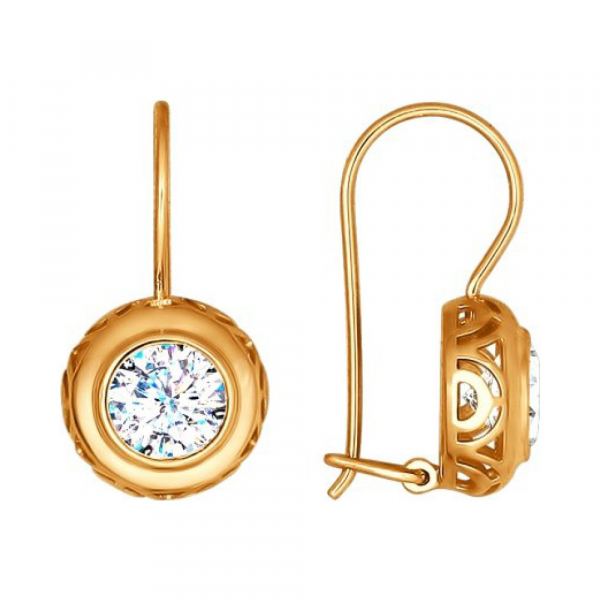 Золотые серьги с фианитом № 155660