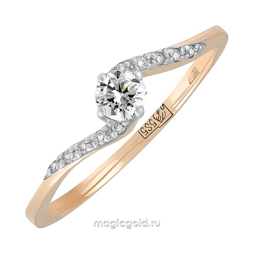 Золотое кольцо с бриллиантом № 111672