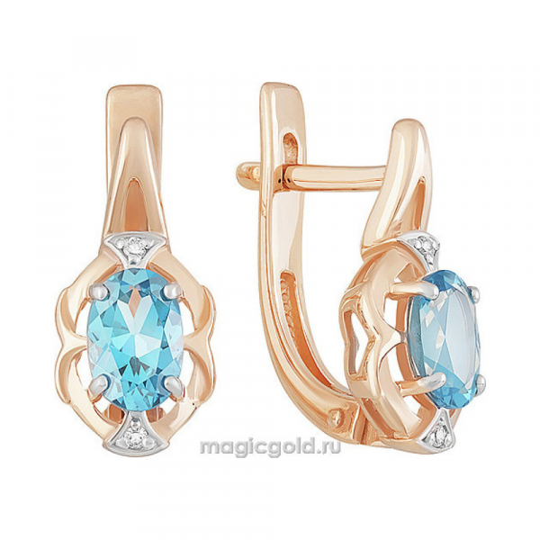 Золотые серьги с топазом и фианитом № 159625