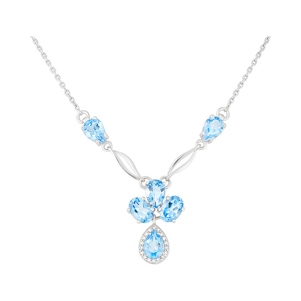 Серебряное колье с топазом и фианитом № 123316