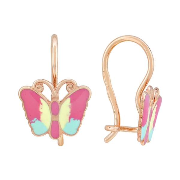 Золотые серьги с эмалью № 82035