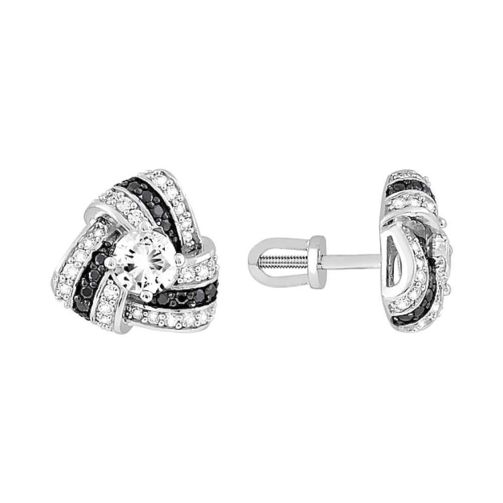 Серебряные серьги с фианитами № 112742