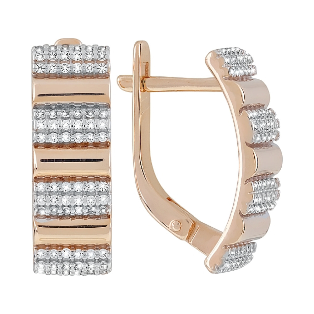 Золотые серьги с фианитами № 121417