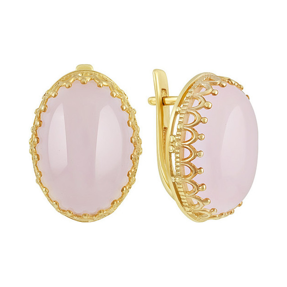 Серебряные серьги с алпанитом и золотым покрытием № 132492