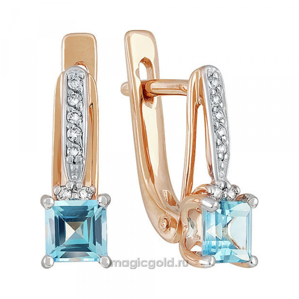 Золотые серьги с топазом и фианитом № 139742
