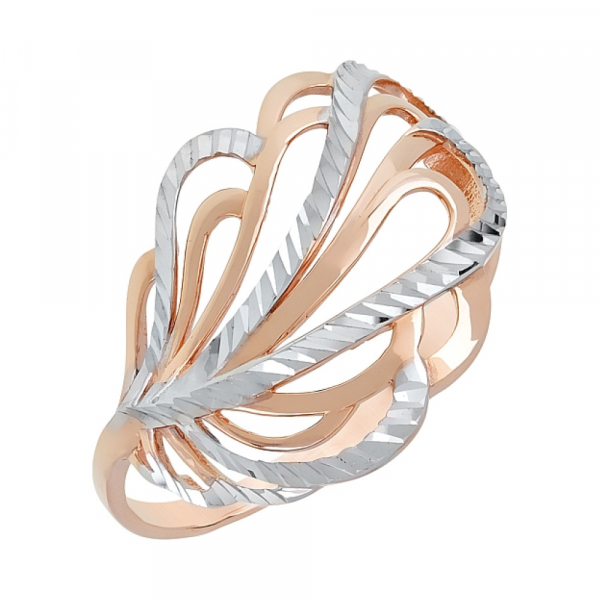 Золотое кольцо без камня с алмазкой № 116034