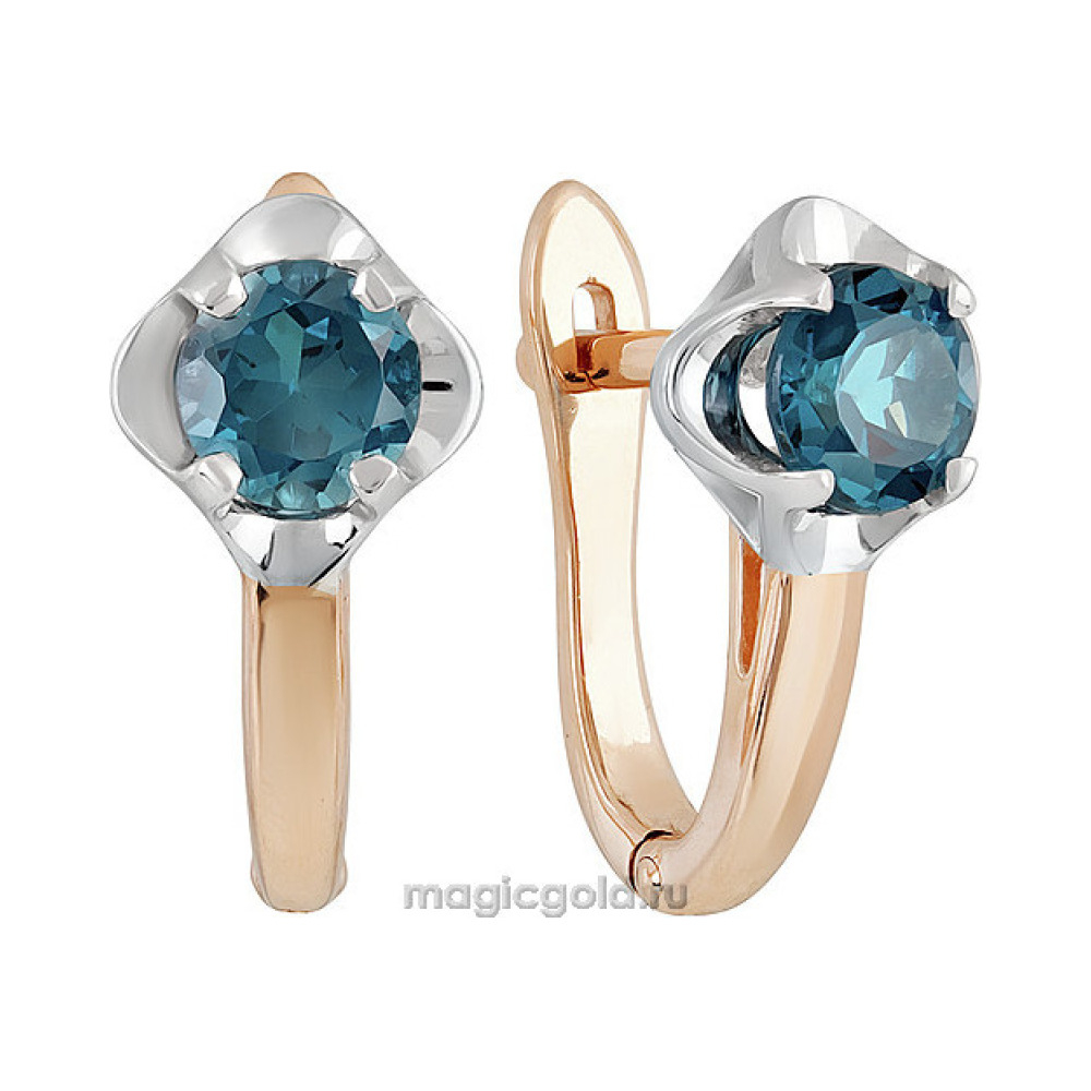 Золотые серьги с топазом № 139490