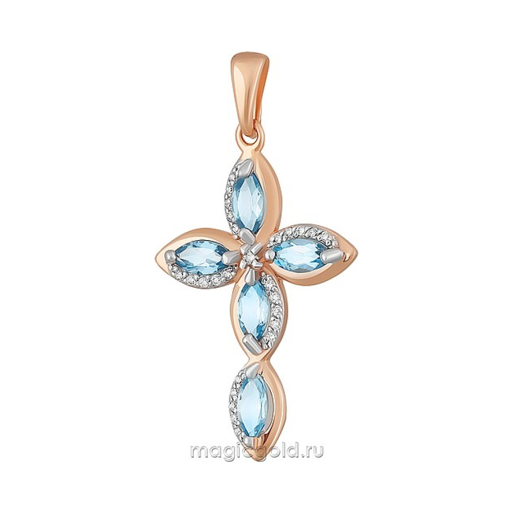 Золотая подвеска с топазом и фианитом № 163514