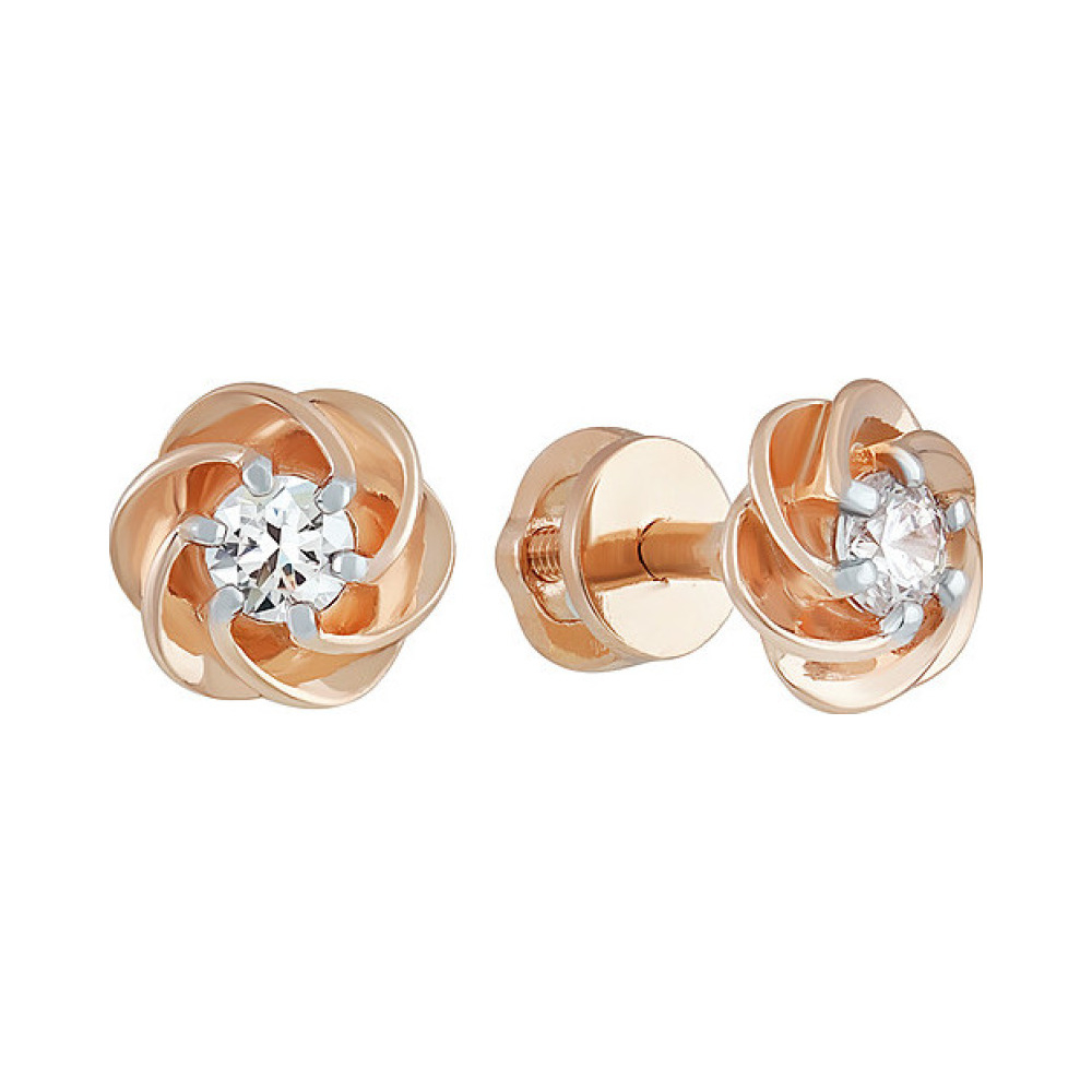 Золотые серьги с кристаллом swarovski № 137149