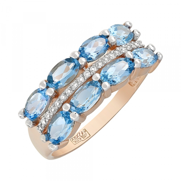 Золотое кольцо с топазом и фианитом № 120427