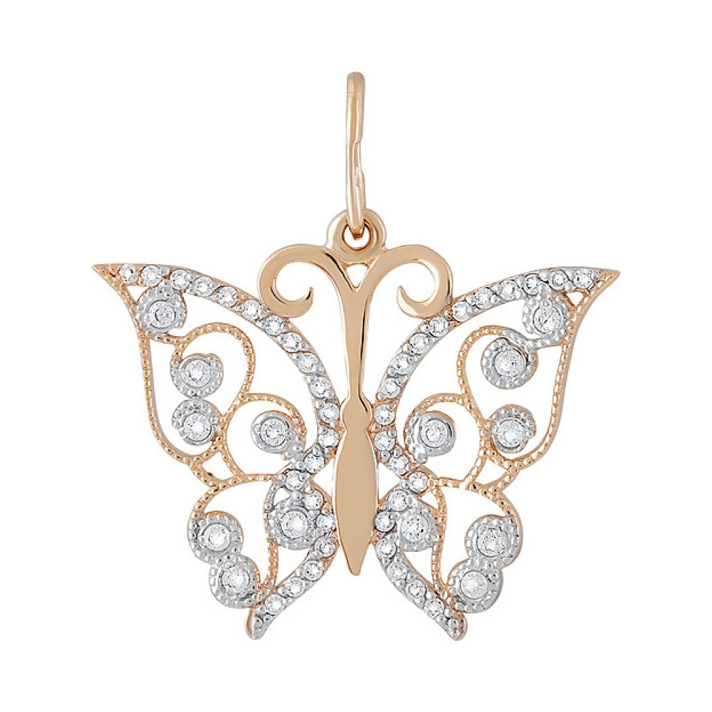 Золотая подвеска с фианитом № 133449