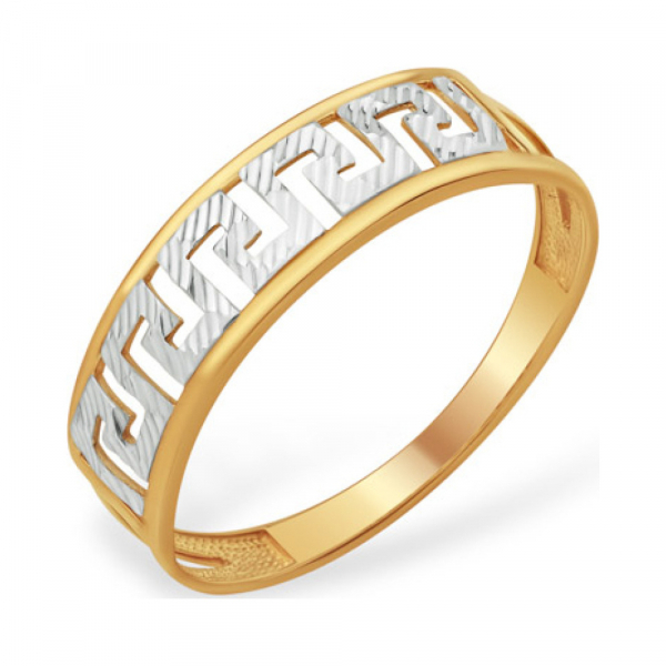 Золотое кольцо без камня с алмазкой № 163164