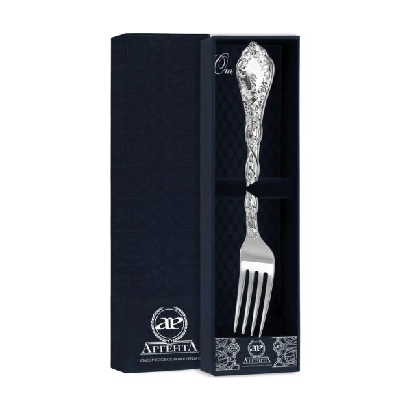 Вилка столовая Виноградная лоза+ футляр из серебра 925 пробы