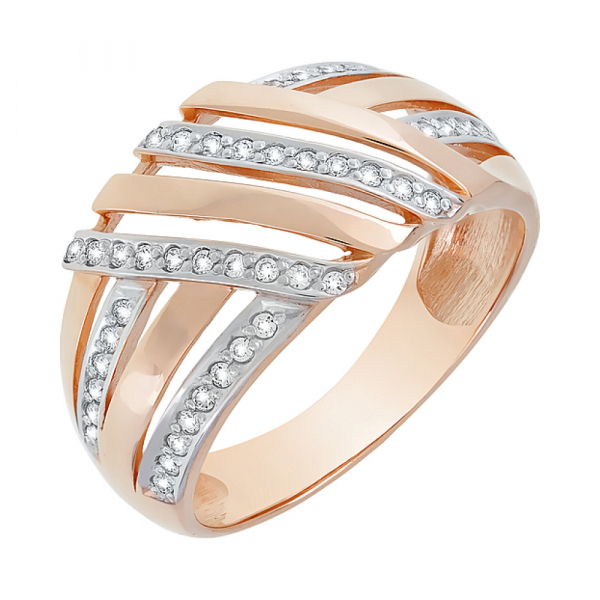 Золотое кольцо с фианитами № 116917