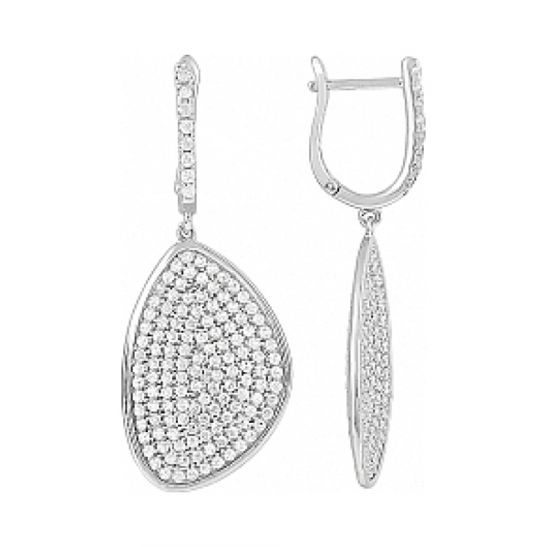 Серебряные серьги с фианитом № 114279