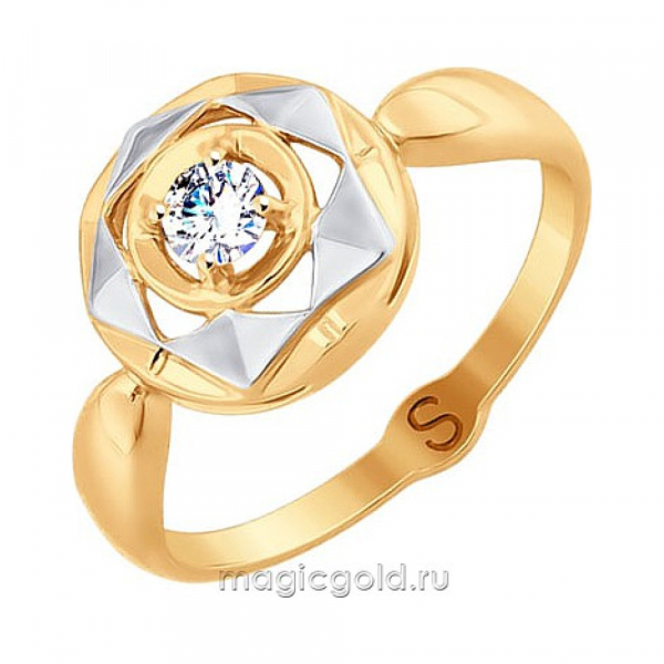 Золотое кольцо с фианитом № 163958