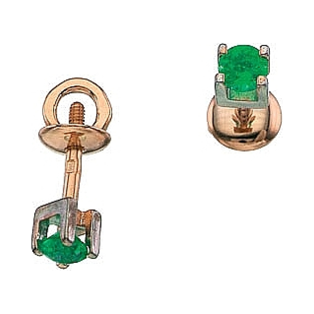 Пуссеты с изумрудом № 4607