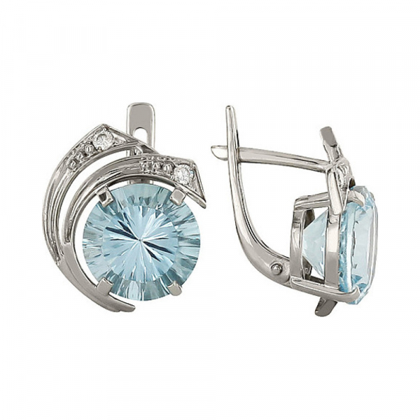 Золотые серьги с топазом и фианитом № 96215