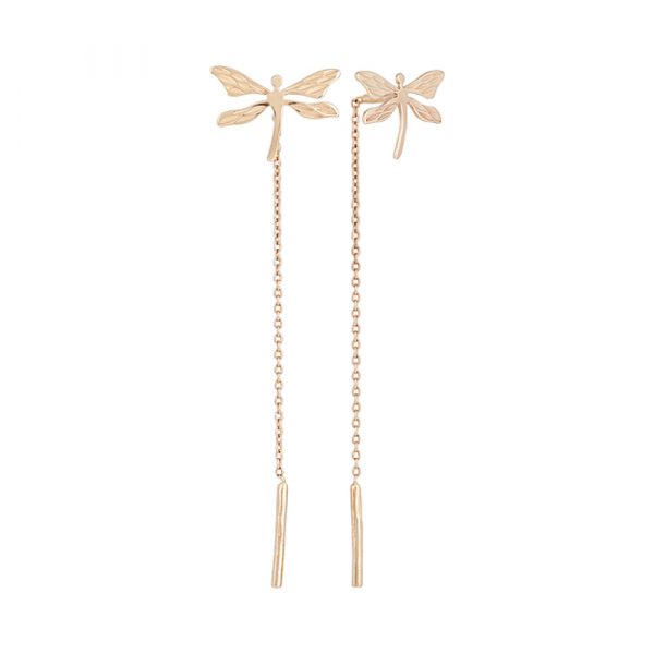 Золотые серьги без камня с алмазкой № 130377