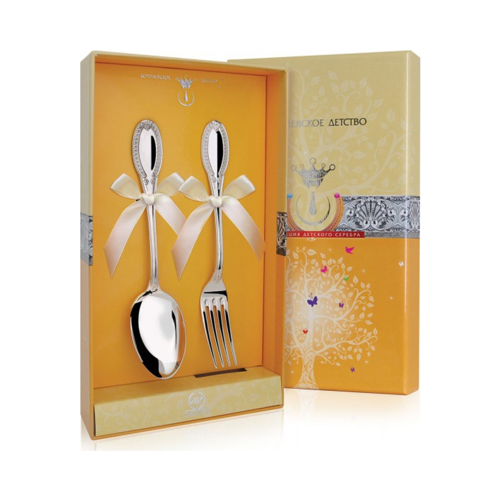 Набор детских серебряных столовых приборов «Император»