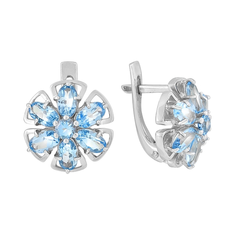 Золотые серьги с топазом и фианитом № 117960