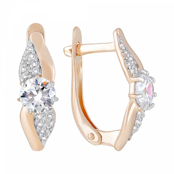 Золотые серьги с фианитами № 122269