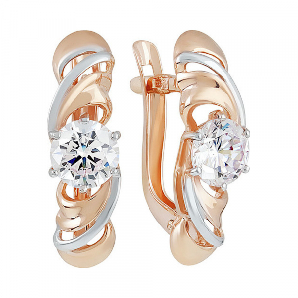 Золотые серьги с фианитом № 137095