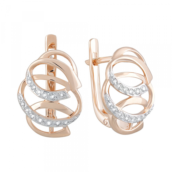 Золотые серьги с фианитами № 124745