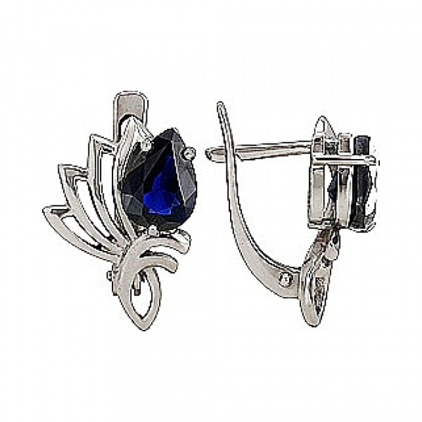 Золотые серьги с сапфиром № 79941