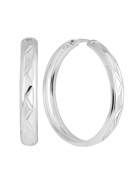 Серебряные серьги конго с алмазной гранью № 129746