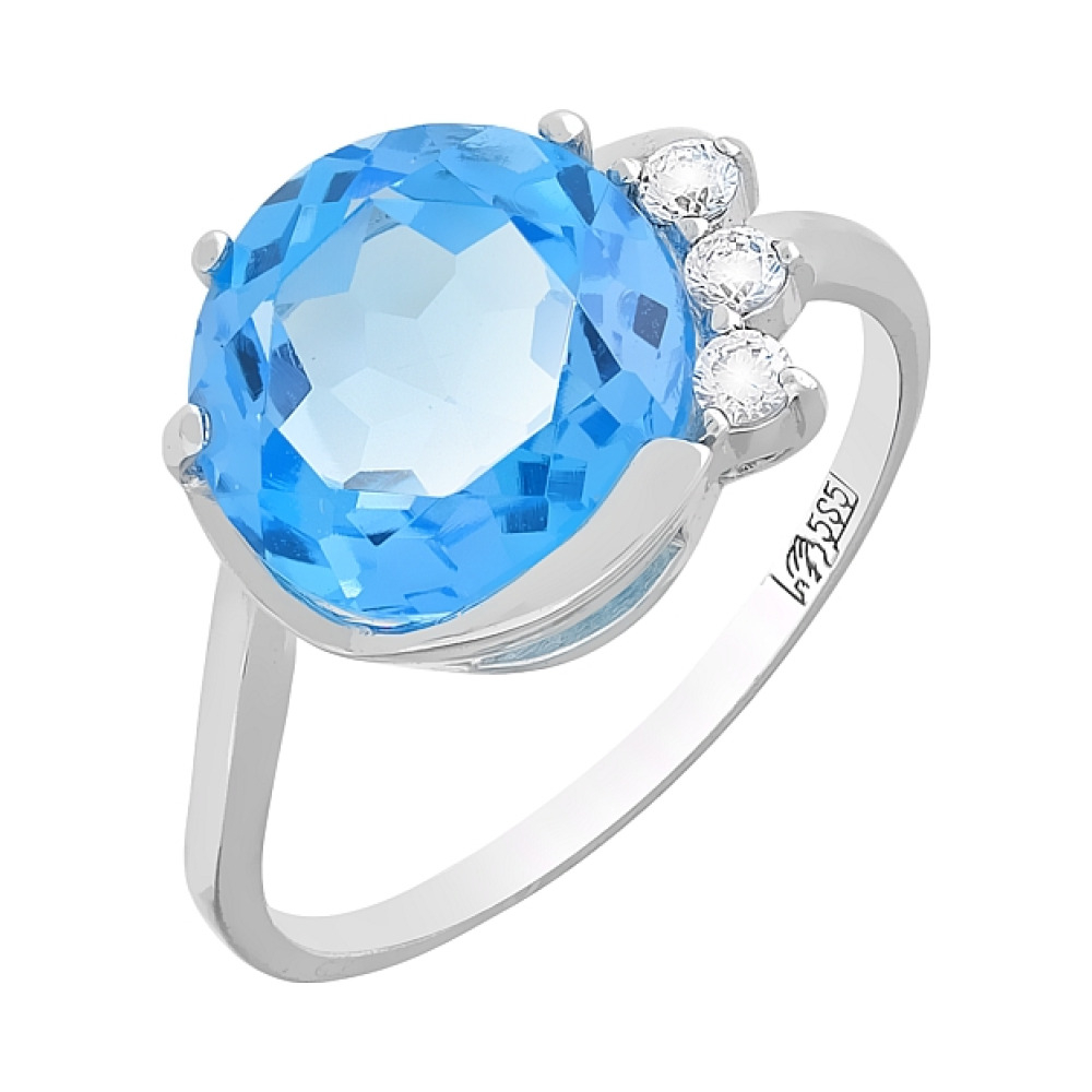 Золотое кольцо с топазом и фианитами № 76102