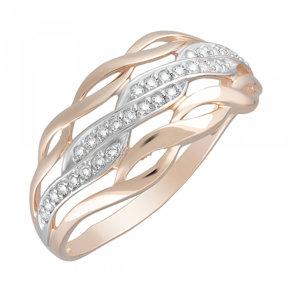 Золотое кольцо с фианитами № 124728